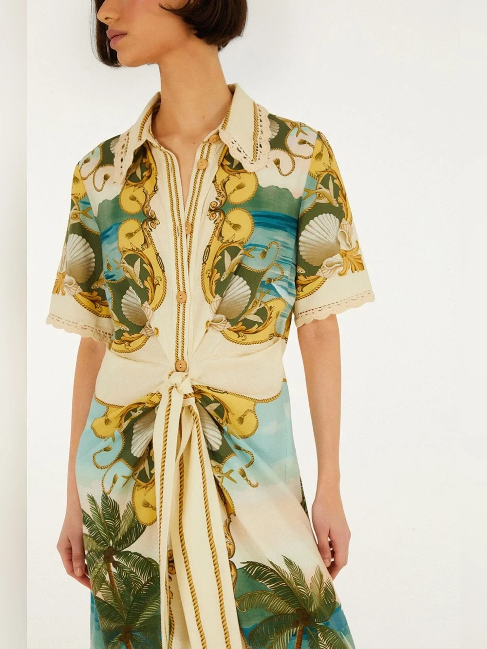 Farm Rio: Off-White Royal Sea Collared Midi
Dress - Picture 6 of 13